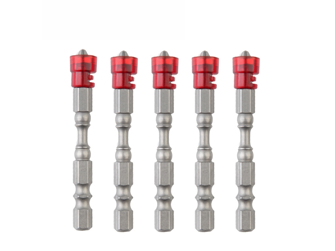 Kit de 5 pontas de chave de fenda cruzada magnética, aço S2, com alça hexagonal