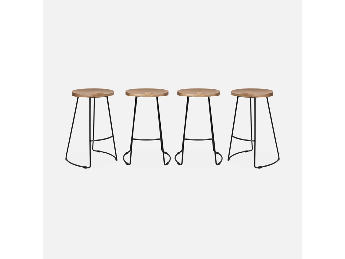 Banqueta de Bar em Madeira 65Cm Set de 4 Natural SWEEEK