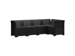 Vidaxl Sofá De Jardim De 5 Pessoas Com Almofadas Visual De Rattan Pp