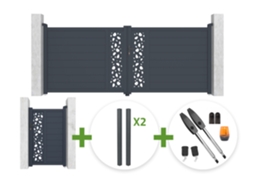 Kit Portaoo Batente Sunny 3,5 X 1,40 M Cinza Com Portaoo Social 1 X 1,40 M + 4 Postes + Motor Tanker B250