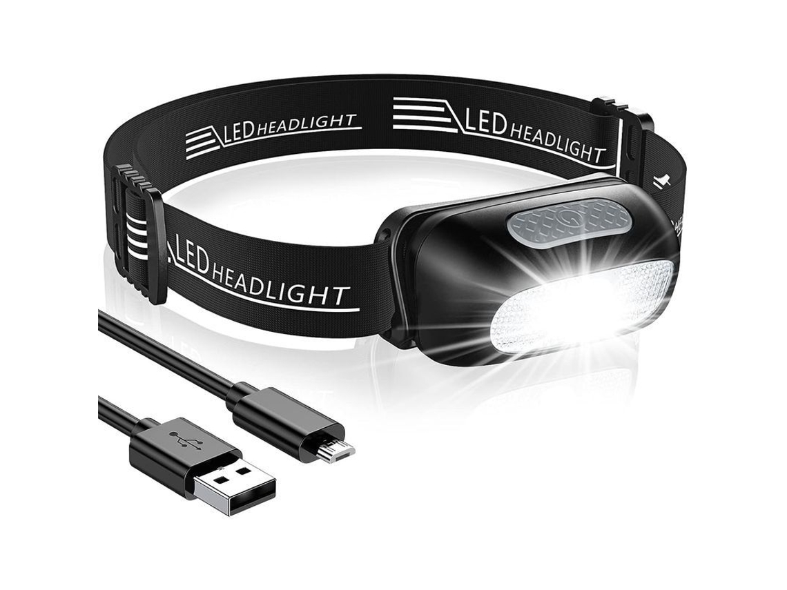 Lanterna Frontal LED Recarregável, 5 Modos, Ultraleve, Ajustável, Impermeável IPX4, para Camping, Caminhada, Pesca