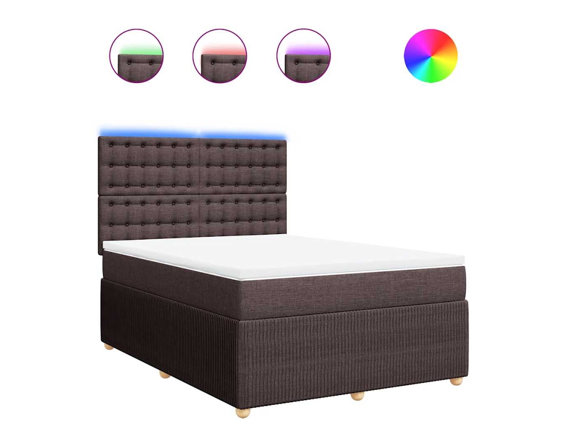 Cama com Molas e Colchão Tecido Castanho Escuro MAISON EXCLUSIVE (140x190 cm)