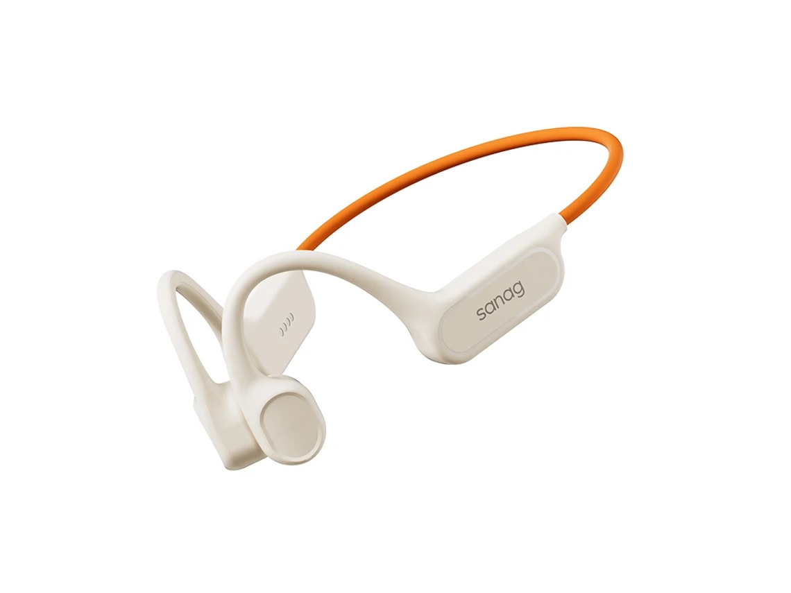 Fones De Ouvido Bluetooth De Condução Óssea (bege), Memória De 32 Gb, À Prova D'água, Fones De Ouvido Mp3 Sem Fio Com Microfone.