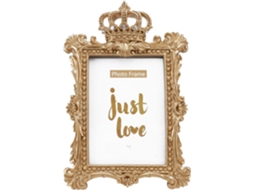 Porta Retratos Decorativo Resina Dourada Estilo Retrô Europeu Coroa Esculpida Strass Elegante Decoração Jantar GOKOCO