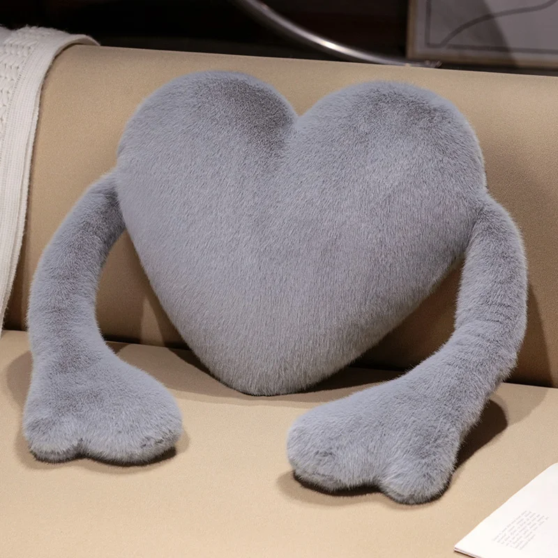 Almofada Decorativa em Formato de Coração para Adultos, Almofada Macia para Sofá MDUG (cinza 50cm)