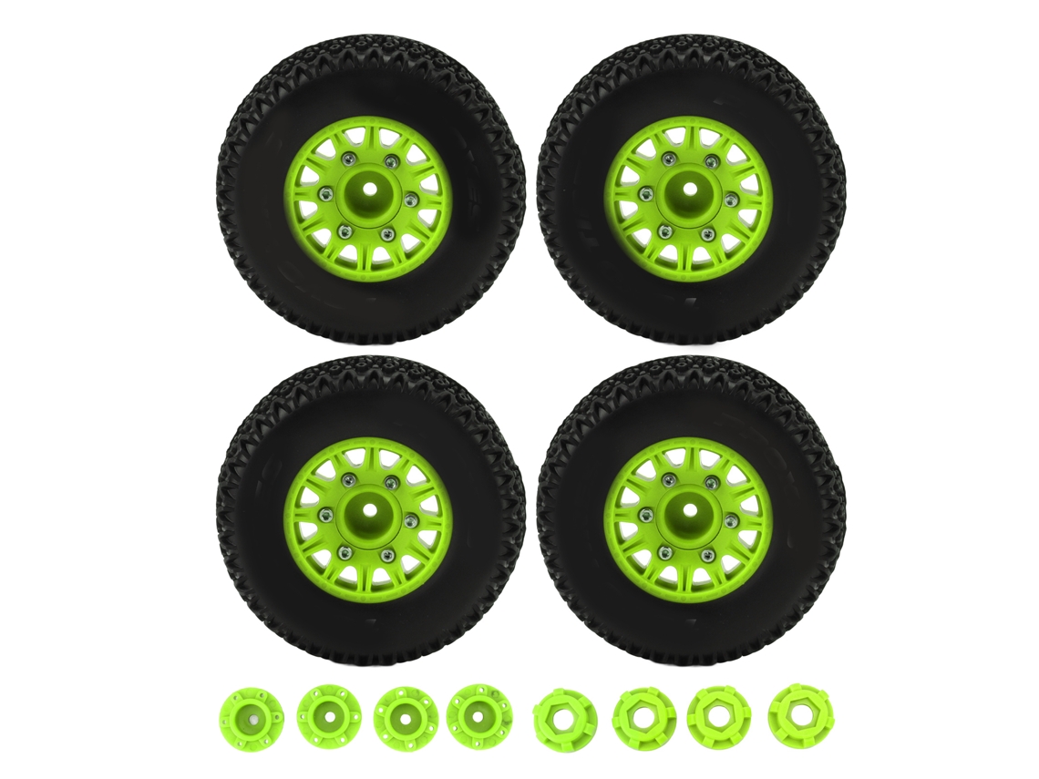 Mali pneus para Caminhão Rc Short Course 1/10 Arrma Senton Traxxas Slash com Hex 12mm 14mm 17mm Verde