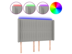 Cabeceira com luzes LED em tecido cinza claro MAISON EXCLUSIVE (147x16x118 cm)