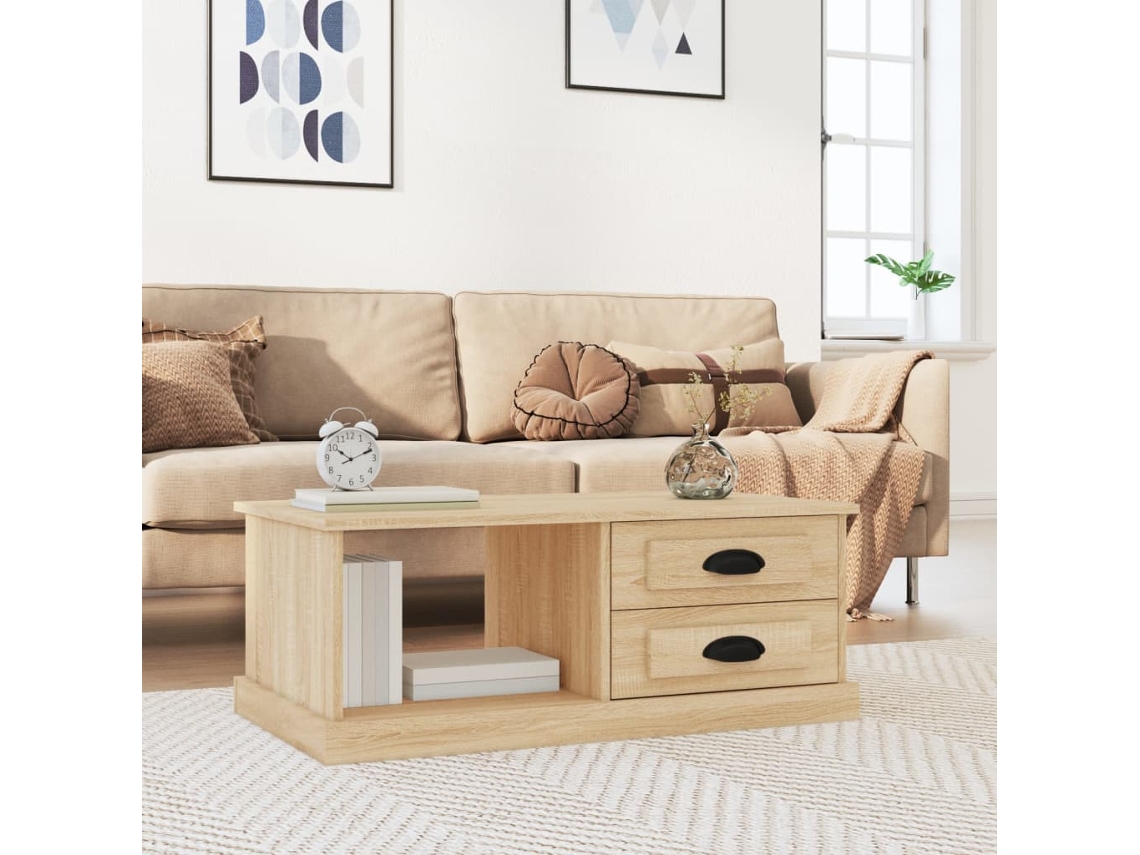 Vidaxl Mesa De Centro 90x50x35 Cm Derivados Madeira Carvalho Sonoma