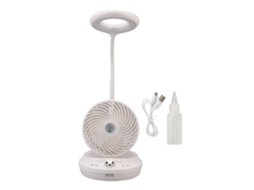 Lâmpada de Mesa com Ventilador e Umidificador 3 em 1 Ajustável Brilho Vento Ângulo 100ml Branco