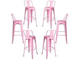 Pack 6 Bancos Torix Encosto 100 Cm - Rosa