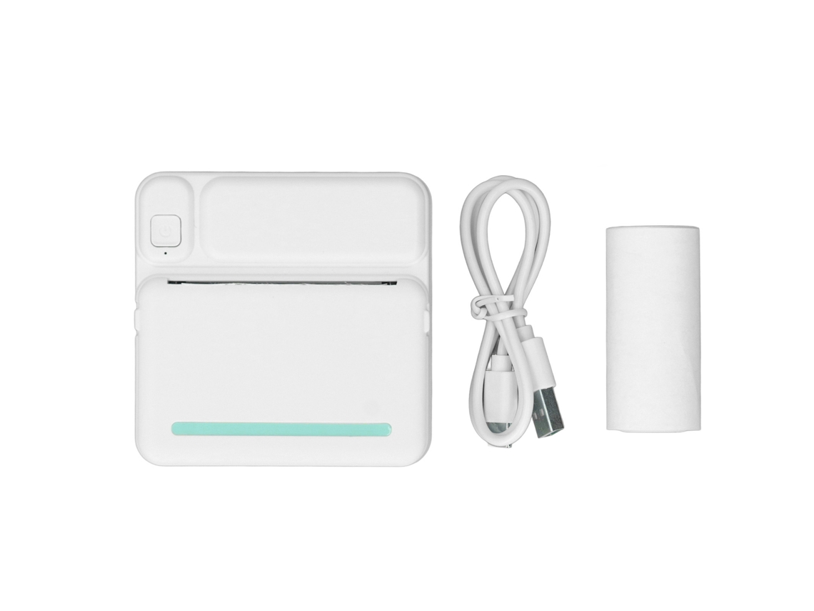 Primerox impressora Térmica Mini Portátil Sem Tinta 200dpi Bluetooth Bateria Recarregável com Papel