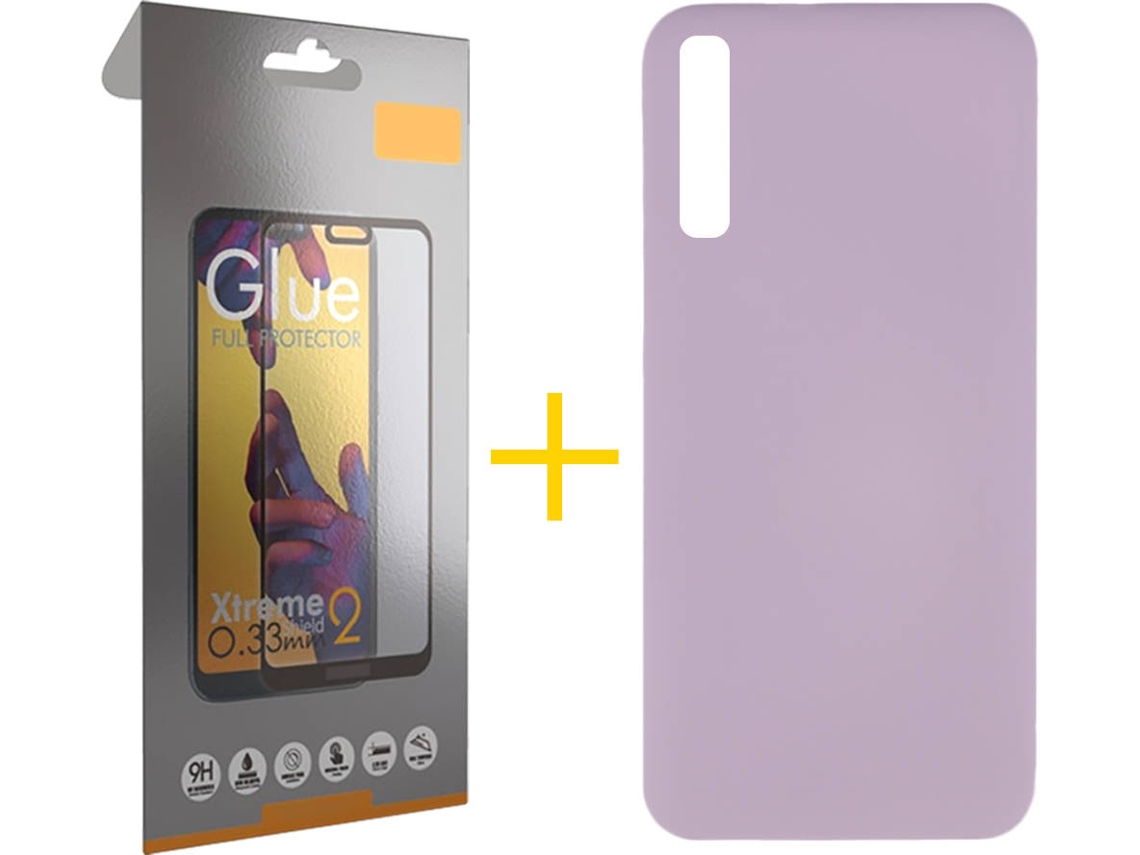 Kit Capa e Película Samsung Galaxy A50 SKYHE Full Silicone Líquido (Roxo)