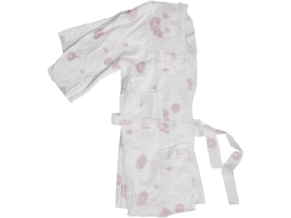 Roupão de Algodão Estilo Quimono, Longo Descartável Feminino, Camisola Cetim com Estampa Floral, CHABERLU