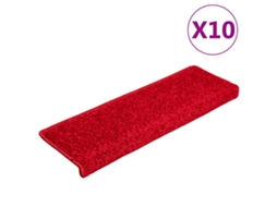 Vidaxl Tapetes De Escada 20 Peças 65x21x4 Cm Vermelho Com Borda Retangular