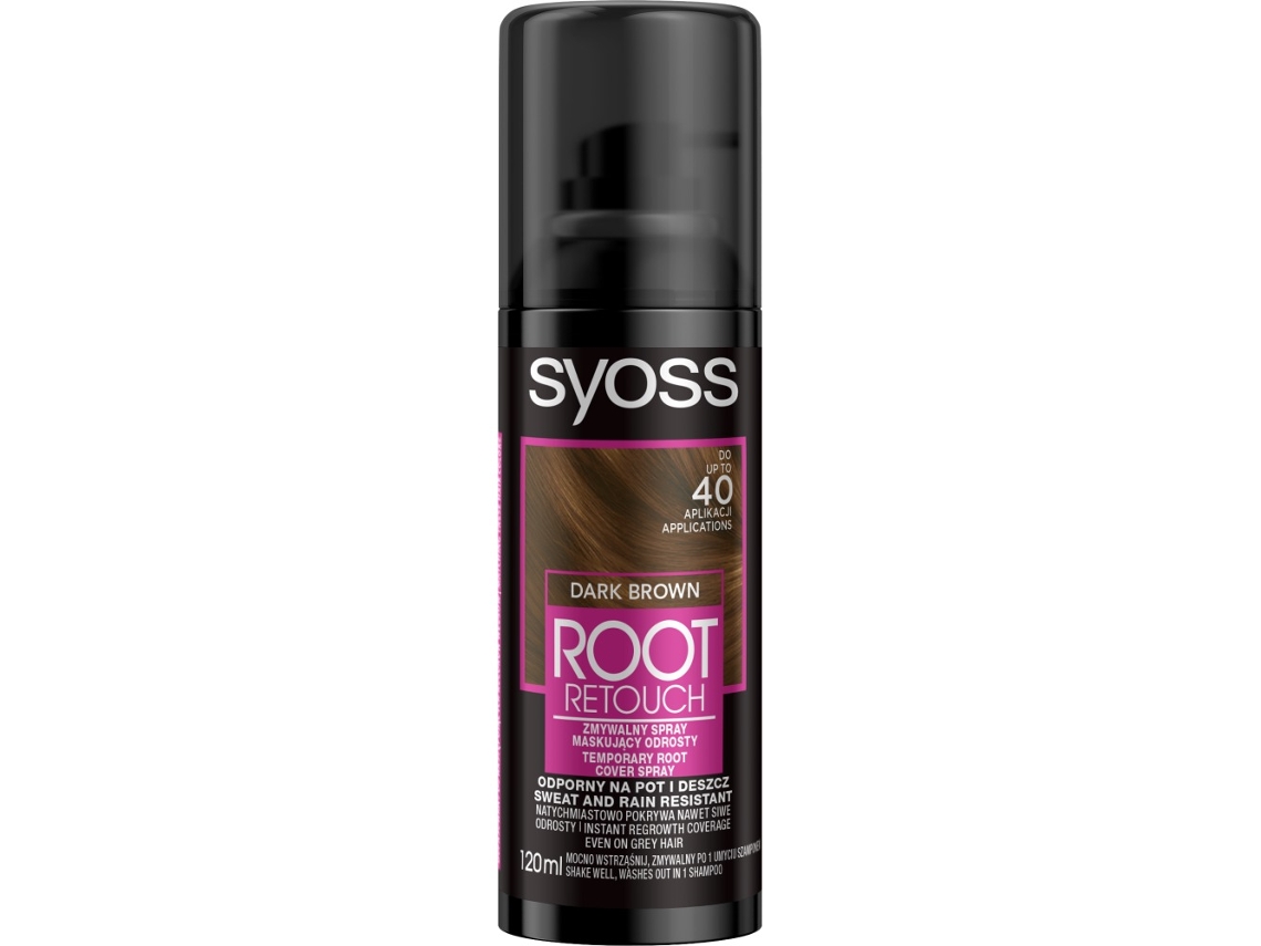 Spray Retoque De Raízes Para Cobrir Crescimento Escuro Castanho, 120ml Syoss
