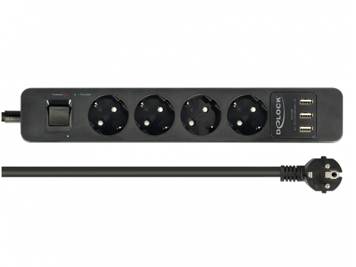 Extensão Elétrica DELOCK 11209 (1.5 m - 4 tomadas)