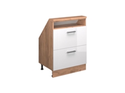 Móvel Sob Medida R Line VICCO 60cm com 2 Gavetas Branco Brilhante e Carvalho Dourado
