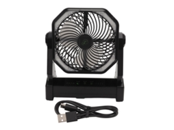 Ventilador Camping Lanterna Led Usb Recarregável Preto