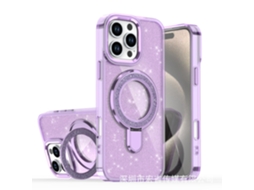 Capa De Celular Com Suporte Magnético E Glitterroxo Transparente - Iphone 17