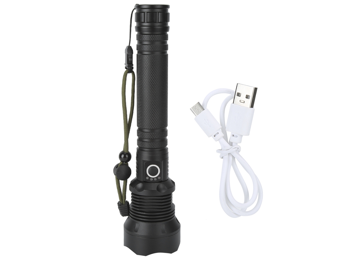 Rebe-lanterna Led Xhp70 9000lm 3 Modos De Iluminação Usb Lanterna Forte Para Caça Preto