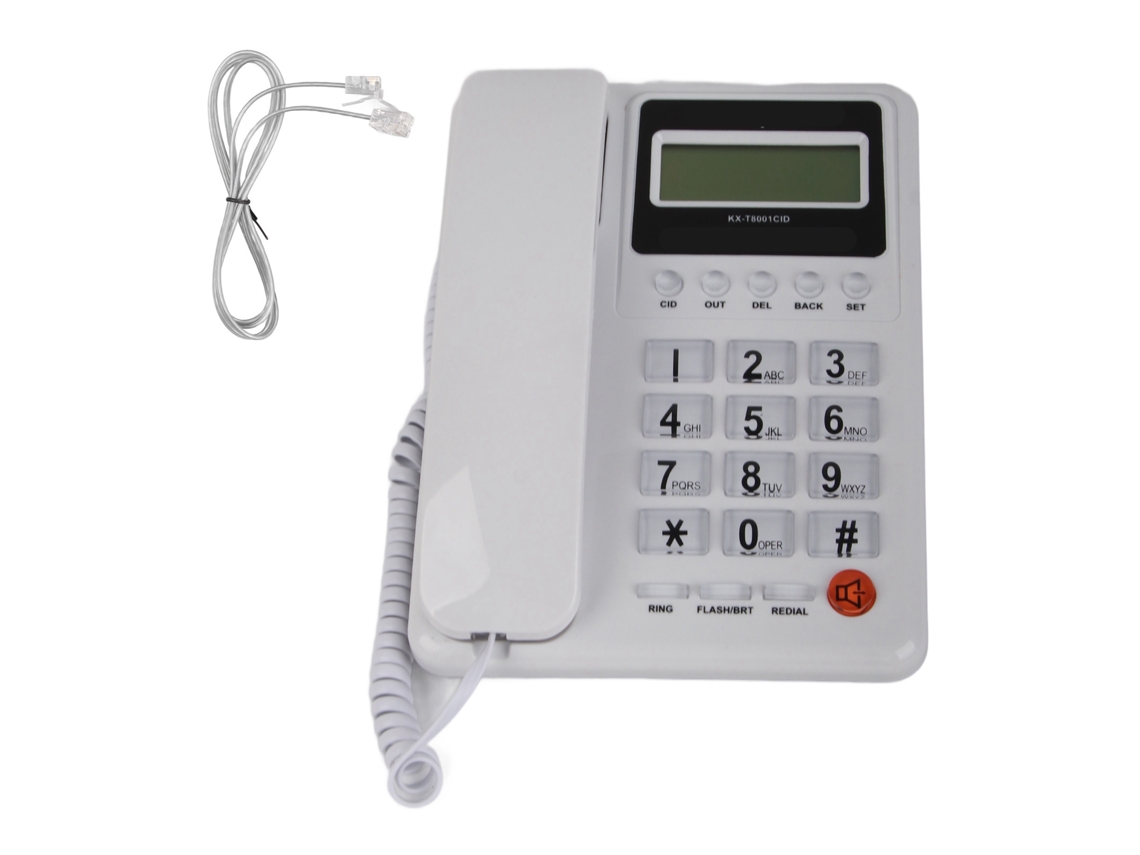 Telefone Fixo Com Fio Kxt8001cid Para Residências E Hotéis, Com Tela Lcd, Função De Rediscagem Fsk Dtmf Brilvibera (branco)