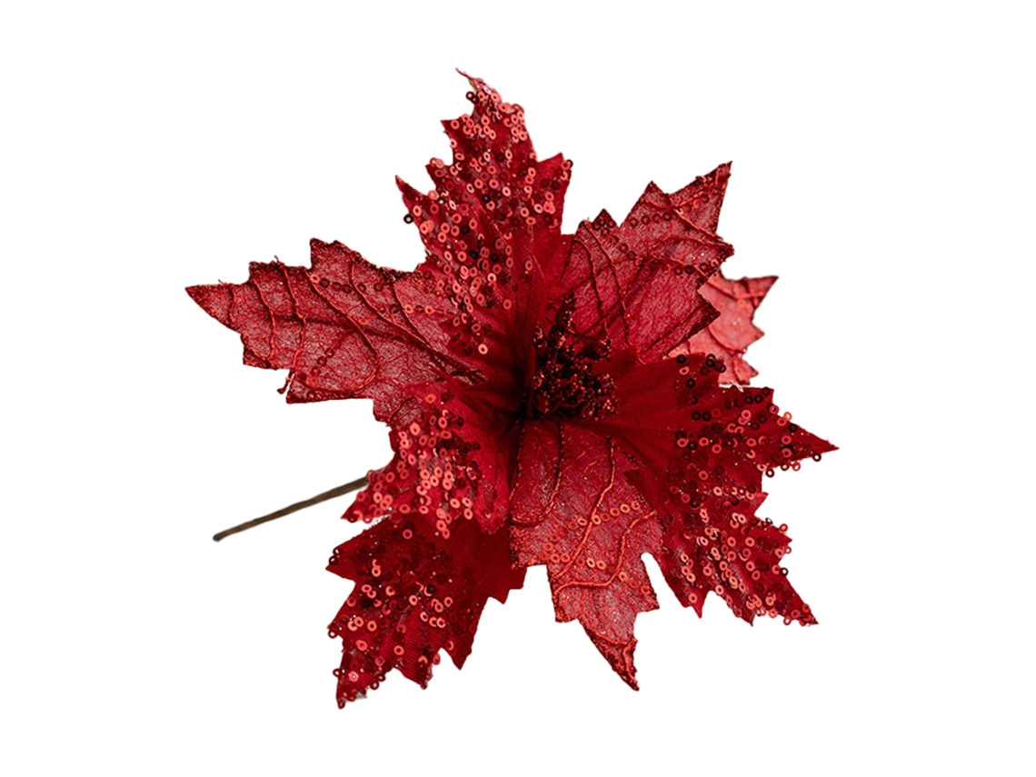 Flor De Natal Artificial Para Decoração De Árvore 25cm Altura