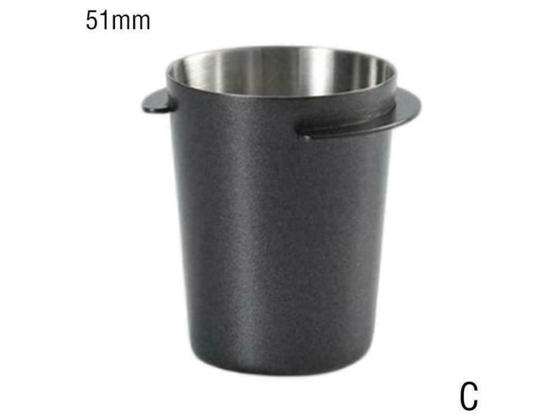 Xícara de Café Copo Dosador de Pó de Café Aço Inoxidável com Alça Peça de Alimentação Da Máquina Preto -51Mm