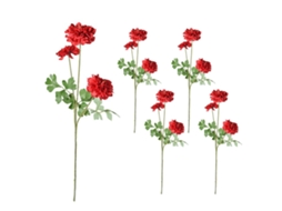 Laxiscreed Conjunto De 5 Flores Artificiais Vermelhas Grandes Com 3 Cabeças Para Decoração