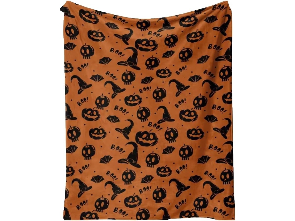 Manta Pequena Syjym Halloween em Flanela com Estampa Digital Confortável Macia e Quente de Dupla Face Ideal Pa