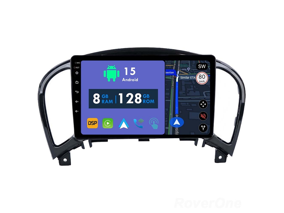 Auto Rádio Carro Bluetooth Autoradio 8GB RAM 128G ROM CarPlay Navegação GPS Ecrã Táctil RoverOne para Nissan Juke 2010-2014  