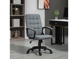 Cadeira Giratória Para Escritório, Assento Regulável, Braços Fixos, Design Contemporâneo, 59x63x96-105,5 Cm, Cinza Escuro