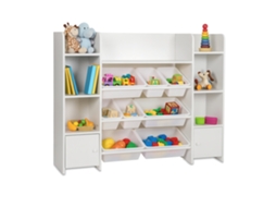 Relaxdays Estante Infantil Grande, 8 Caixas, 14 Compartimentos, Axlxp: 94x139x30 Cm, Arrumação, Branca