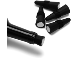 Conjunto de 5 Rolhas de Vinho de Silicone para Bebidas, Pretas BRILVIBERA