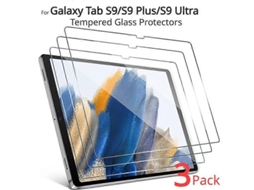 Pacote com 3 protetores de vidro temperado para Samsung Galaxy Tab S9 Plus Ultra YUNZII