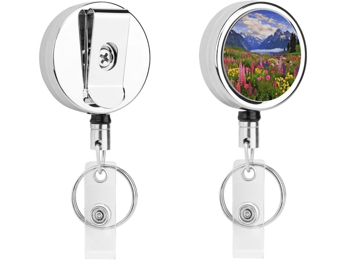 Porta Crachás Fofos Retráteis Com Estampas de Flores Da Montanha Enfermeiras, Com Clipes, Chaveiros E Outros