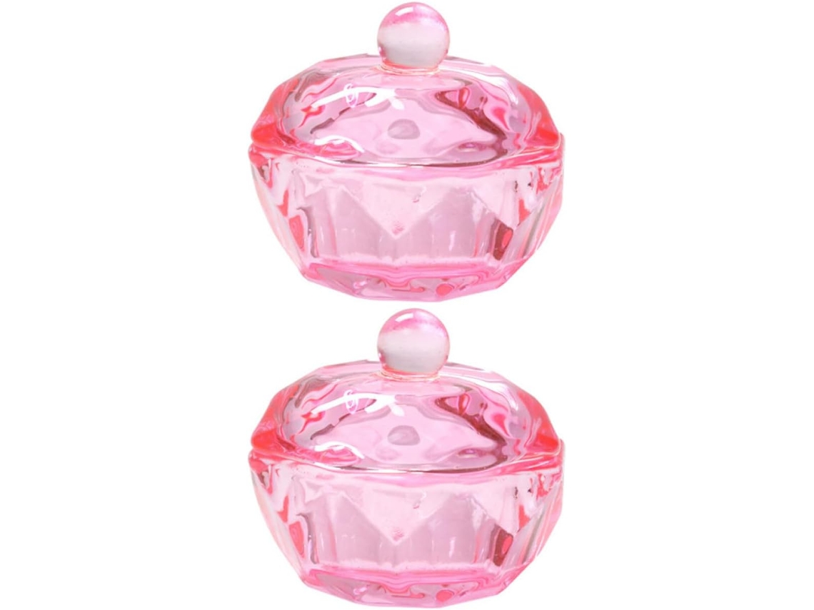 Conjunto De 2 Copos De Vidro Rosa Para Monômero Líquido, Para Manicure.
