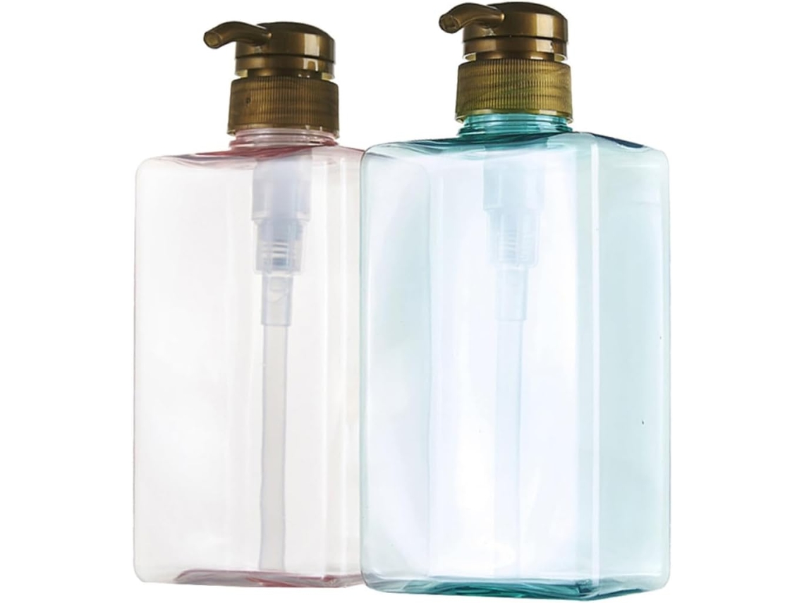 Conjunto De 2 Frascos Vazios Para Shampoo, Frascos Plásticos Com Bomba