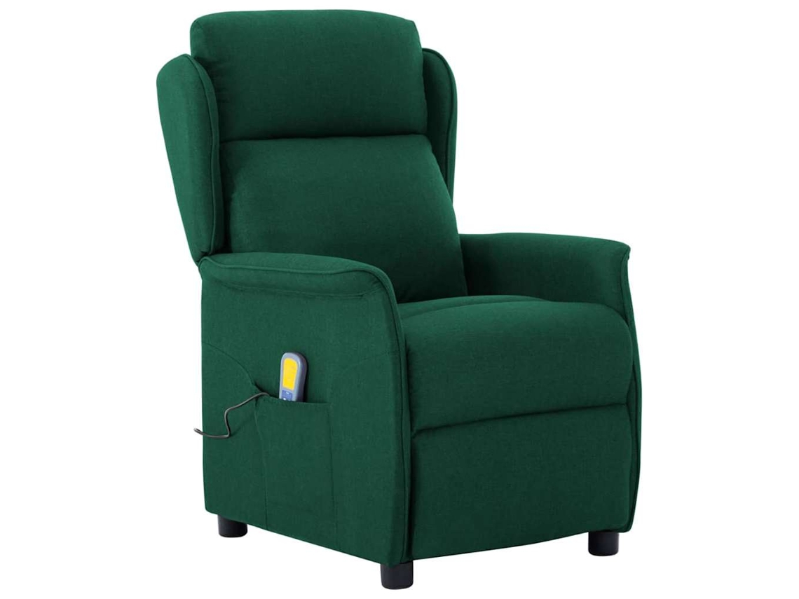 Vidaxl Cadeira De Massagem Verde Escuro 93.5 X 67.5 X 101.5 Cm Tecido