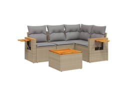 Conjunto de 5 Sofás para Jardim com Almofadões Vime Pe Bege MAISON EXCLUSIVE (5 pcs)