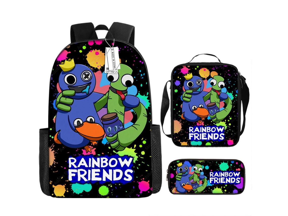 Conjunto De Mochila Infantil Com Estampa De Arco-íris E Três Peças: Mochila, Mochila De Refeição A Tiracolo E Estojo, Modelo X