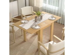 Mesa de Refeição Extensível 70 140x80 Cm para 4 6 Pessoas com Puxador Pu P/ Espaços Pequenos Madeira
