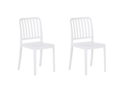 Conjunto De 2 Cadeiras De Jardim Beliani Sersale De Material Sintético Branco 42x47x82
