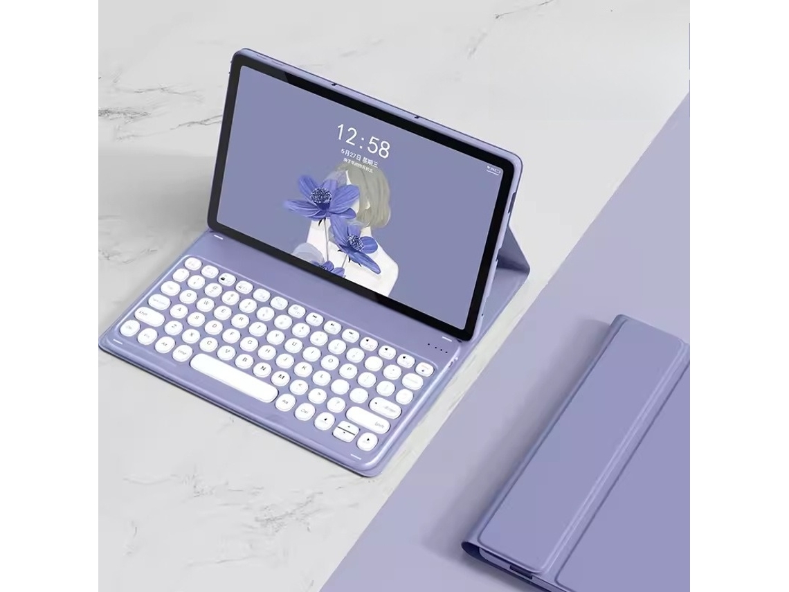 Elysve Capa Com Teclado Bluetooth Para Lenovo Xiaoxin Pad Plus 11,5 Polegadas 2023, Cor Roxa