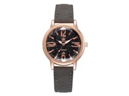 Relógio Feminino de Pulso Moderno com Pulseira Pu e Mostrador Redondo de Liga (cinza)