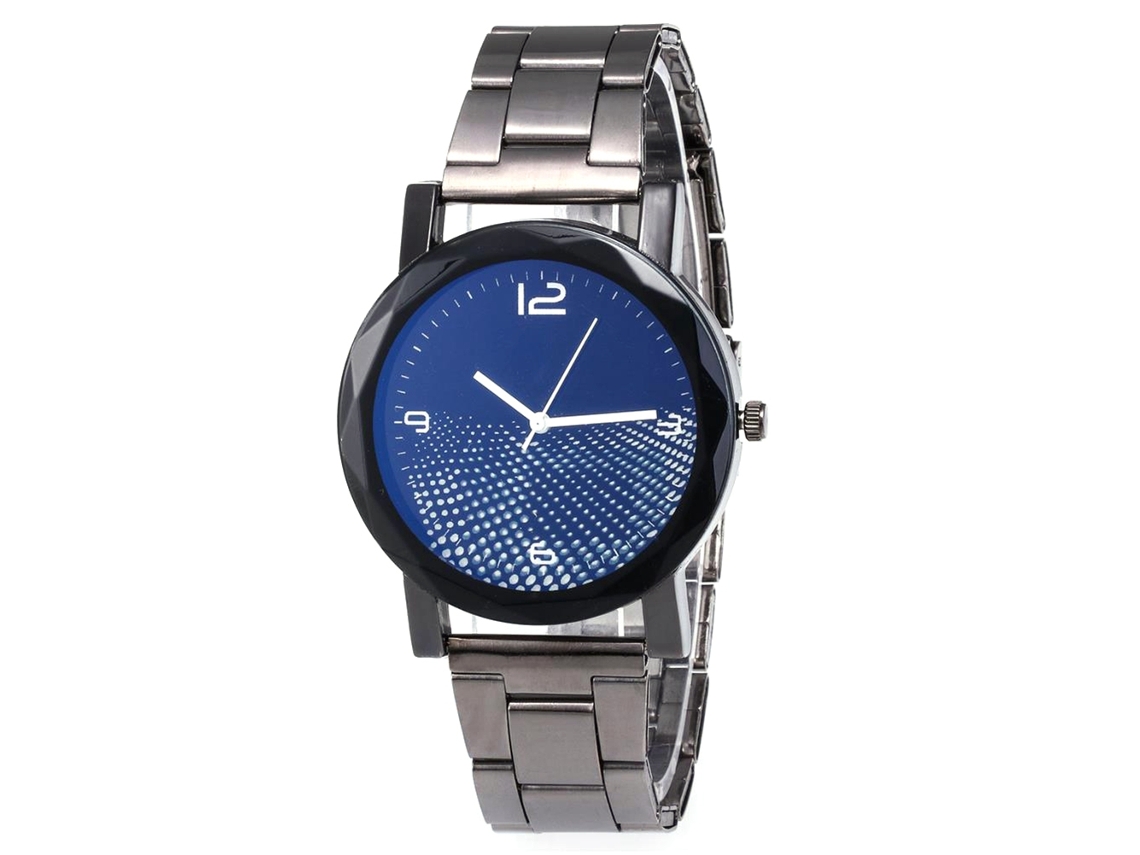 Reloj De Cuarzo Con Correa De Acero Moda Dial Redondo Para Parejas Azul