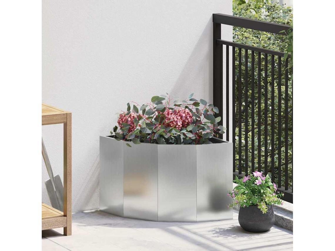 Vidaxl Vaso De Canto Prateado 45 X 45 X 35 Cm Aço Galvanizado