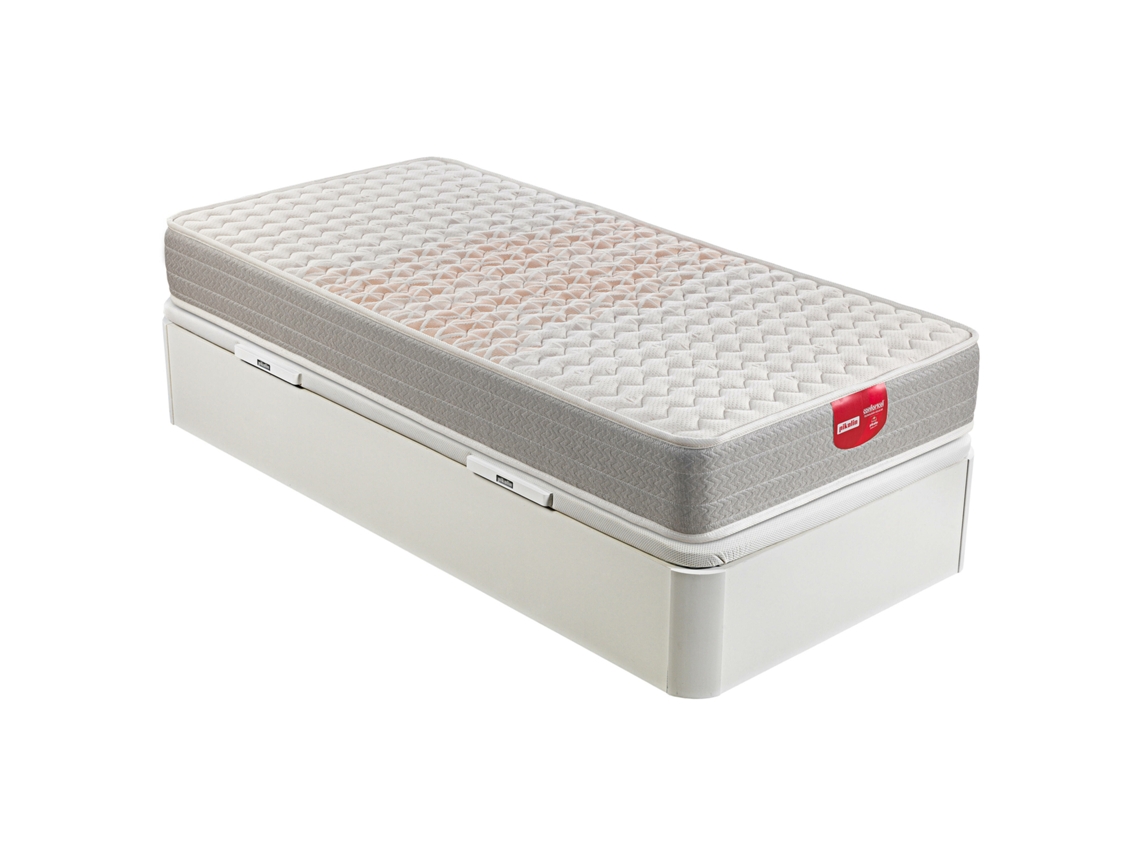 Pack PIKOLIN Sommier Branco + Colchão Espuma Apple + 2 Almofadas Grátis (90 x 190 - 49 Cm de Altura)