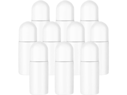 Frascos roll-on de plástico branco de 30ml, pacote com 10 unidades, para aromaterapia e armazenamento.
