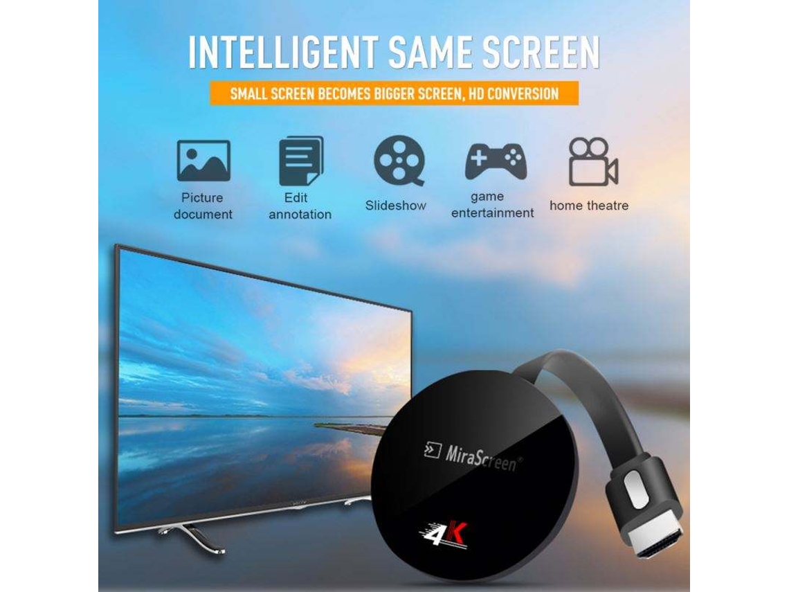 Adaptador De Streaming Wireless Mirascreen 4k M2 Tec, Compatível Com Ios/android/windows - Preto