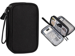 Bolsa Organizadora De Cabos, 1 Unidade, Compacta, Preta, 21x12, 5x6cm, Com Várias Camadas Para Eletrônicos E Acessórios